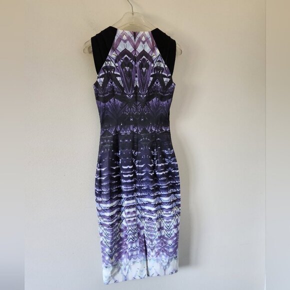 KAREN MILLEN | Blue Abstract Multi Ombre Sheath Dress sz 4 - Picture 4 of 7